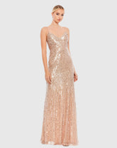 Gold Sequin Spaghetti Strap Gown
