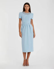 Rhinestone Neckline Dress