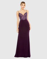 Purple Sweetheart Mesh Embellished Gown
