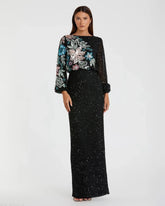Embellished Floral High Neck Gown