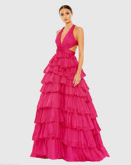Chiffon Layered Cut Out Ballgown