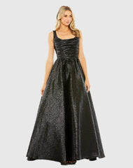 Metallic Pleated Bodice Ballgown