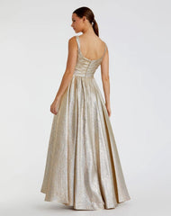 Gold Metallic Pleated Bodice Ballgown