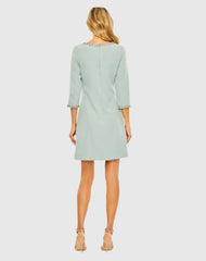 Green Embellished Crepe Cocktail Dress