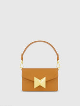 Brown Mini Leather Shoulder Handbag With Gold Hardware - FINAL SALE