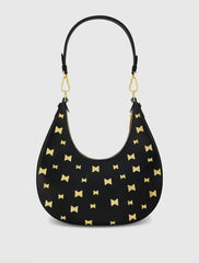 Black Leather Hobo Bag With Gold Hardware - FINAL SALE