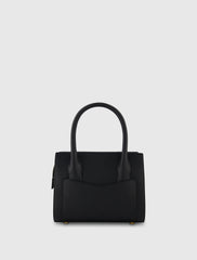 Black Small Leather Tote Bag With Gold Hardware - FINAL SALE