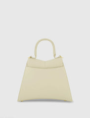 White Medium Angular Leather Handbag With Gold Hardware