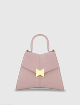 Purple Medium Angular Leather Handbag With Gold Hardware