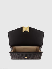 Black Quilted Napa Leather Handbag With Gold Hardware