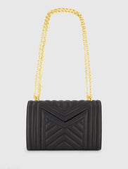 Black Quilted Napa Leather Handbag With Gold Chain - FINAL SALE