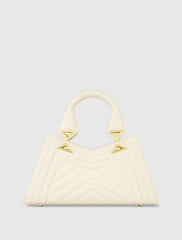 White Quilted Napa Leather Angular Handbag