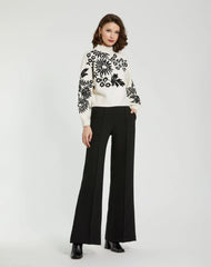 Black Classic Crepe Wide Leg High Waisted Trouser Pant - FINAL SALE