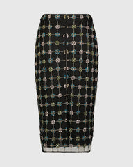 Black Embellished Geometrical Skirt with Rhinestones - FINAL SALE
