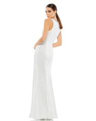 White Embellished Neck Trumpet Gown