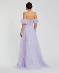 Purple Off The Shoulder Tulle A Line Gown
