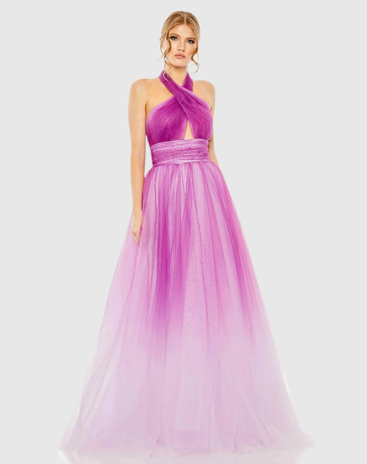 Purple Cross Front Ombre Gown