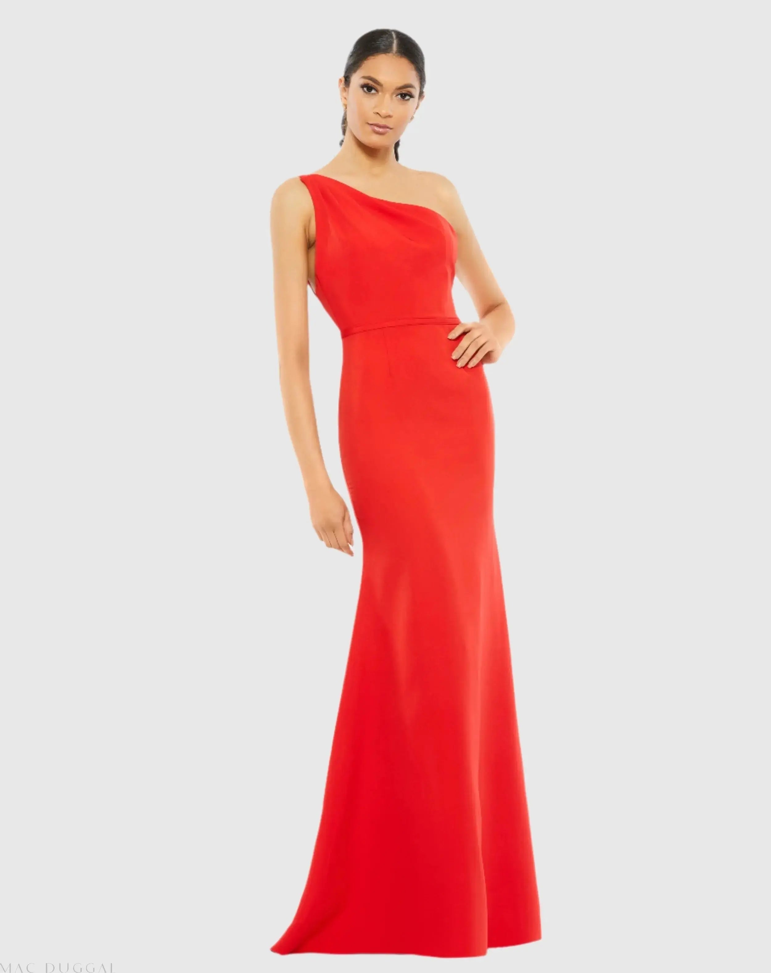 One Shoulder Jersey Mermaid Gown