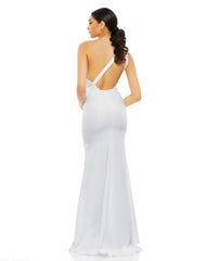 White One Shoulder Crepe Mermaid Gown