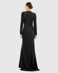 Black Raglan Long Sleeve High Neck Gown