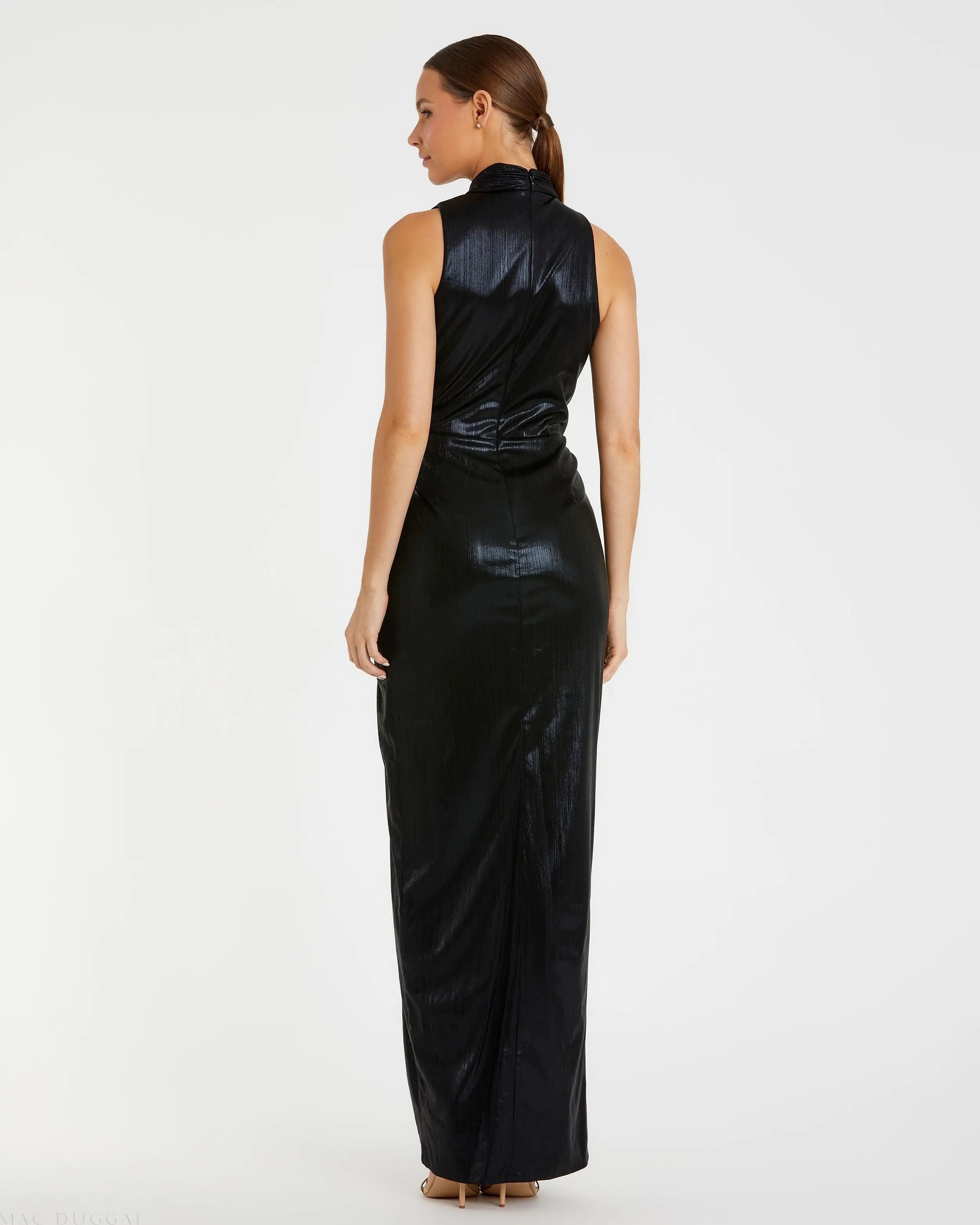 Black High Neck Sleeveless Gown