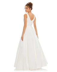 White Classic Sleeveless A-Line Gown with Pockets
