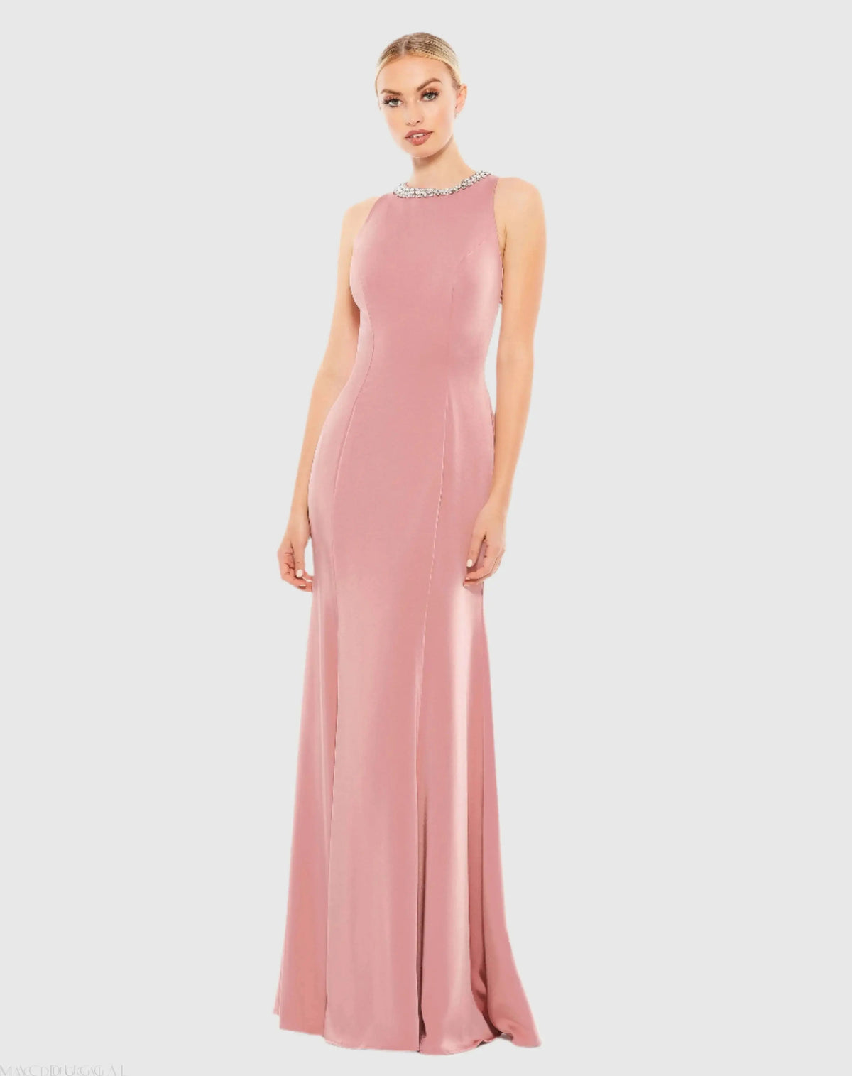 Pink Embellished Neck Trumpet Gown