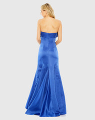 Blue Strapless Bow Mermaid Gown