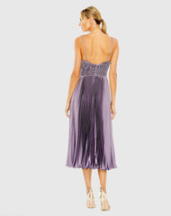 Purple Slim Strap Ruched Top Heat Pleated Dress