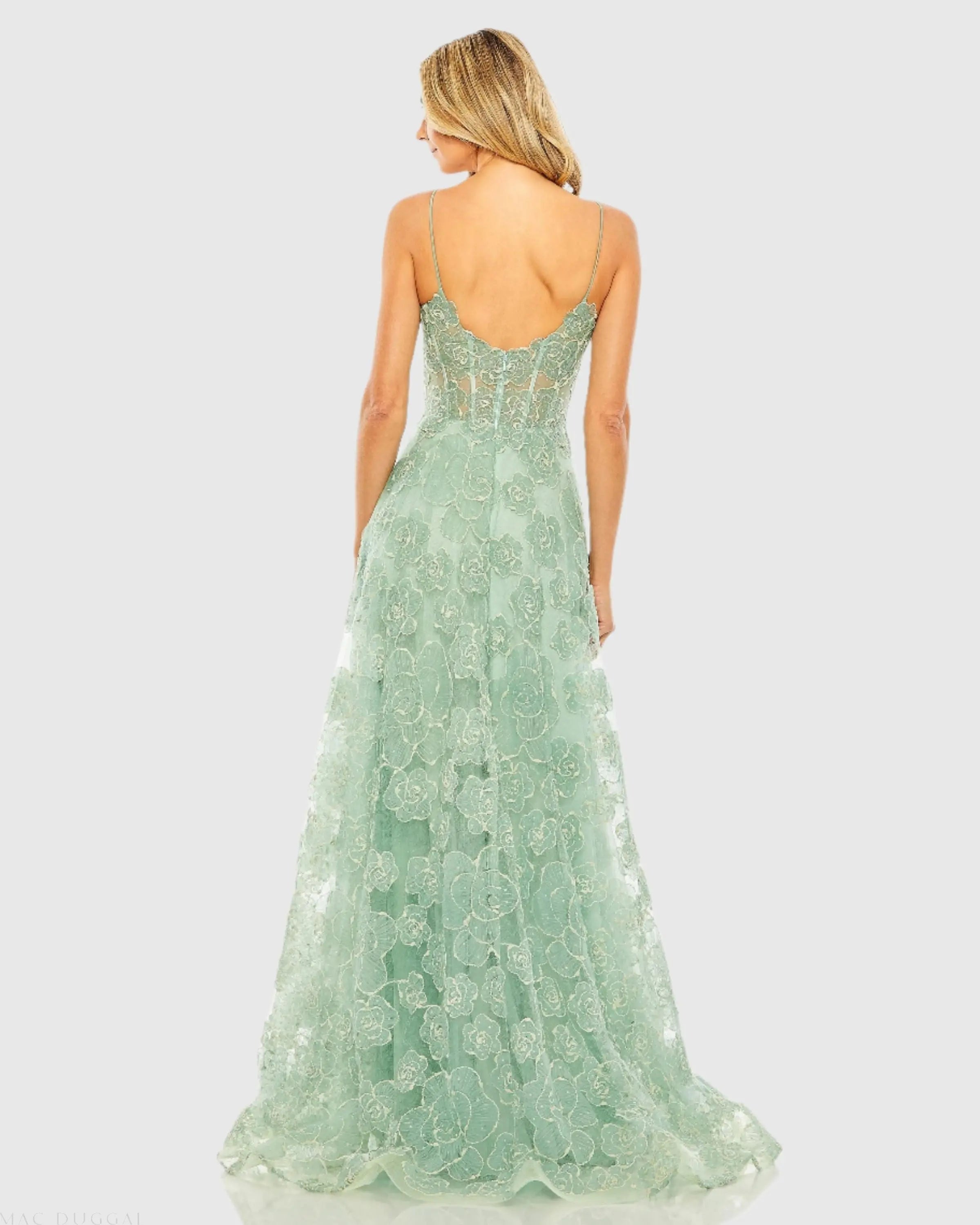 Green Embroidered Sweetheart Corset A-Line Gown