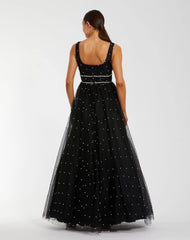 Black Pearl Embellished Tulle Sleeveless Ballgown