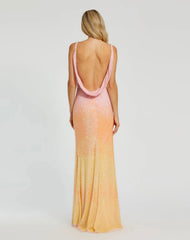 Multicolor Ombre Sequined Cami Trumpet Gown