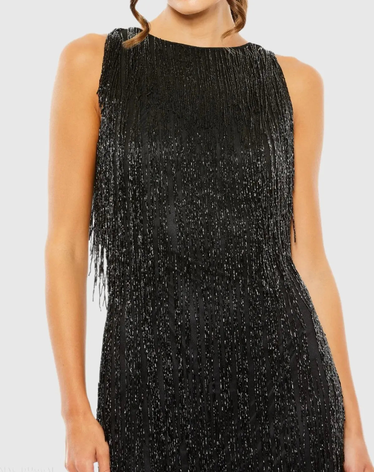 Black Embellished Beaded Fringe Dress