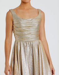 Gold Metallic Pleated Bodice Ballgown