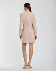 Pink Boucle Long Sleeve Blazer Mini Dress