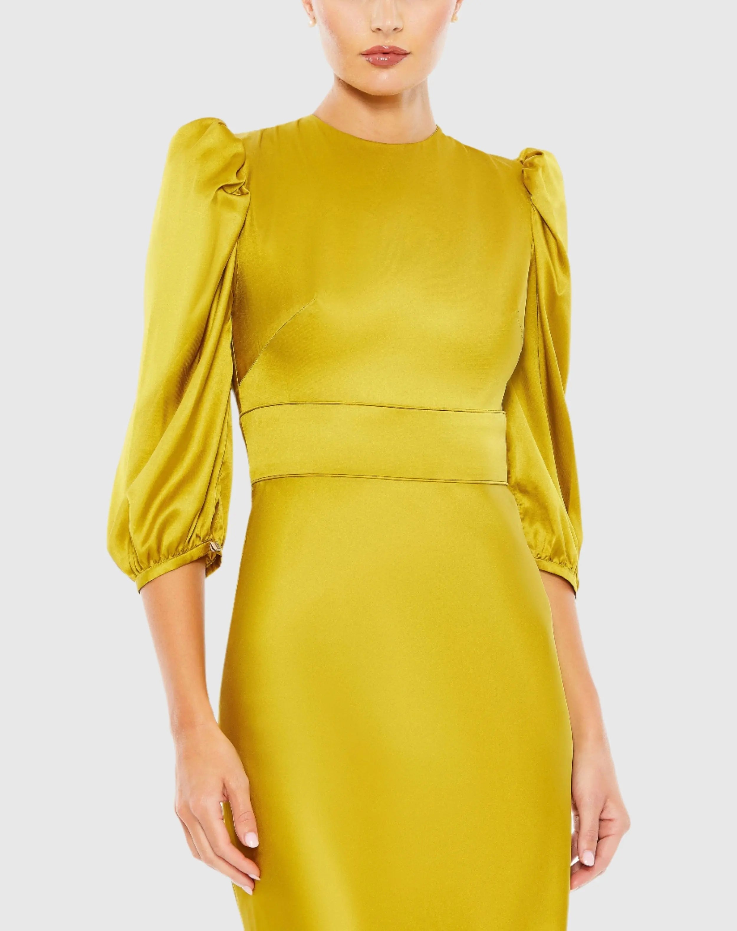 Green High Neck Midi Dress