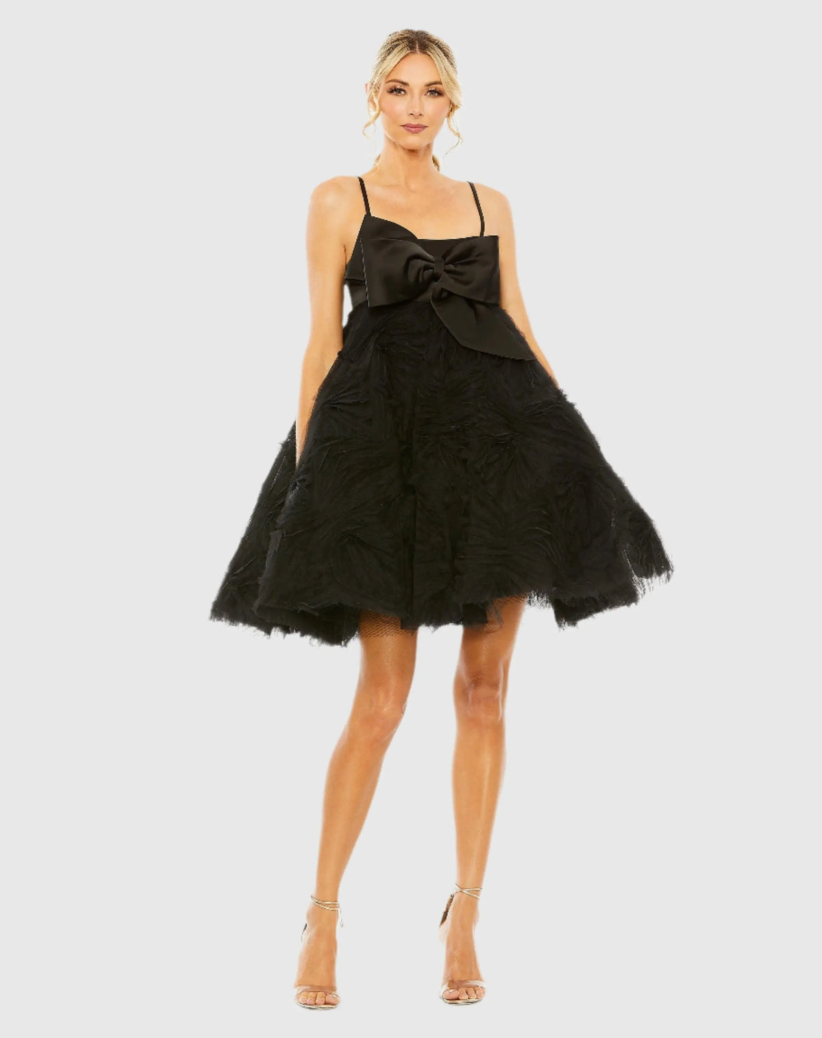 Black Bow Front Tulle Mini Dress