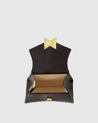 Black Angular Mini Leather Handbag With Gold Hardware