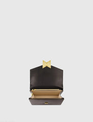 Black Mini Leather Tone On Tone Crossbody Bag - FINAL SALE