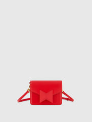 Red Mini Leather Tone On Tone Crossbody Bag