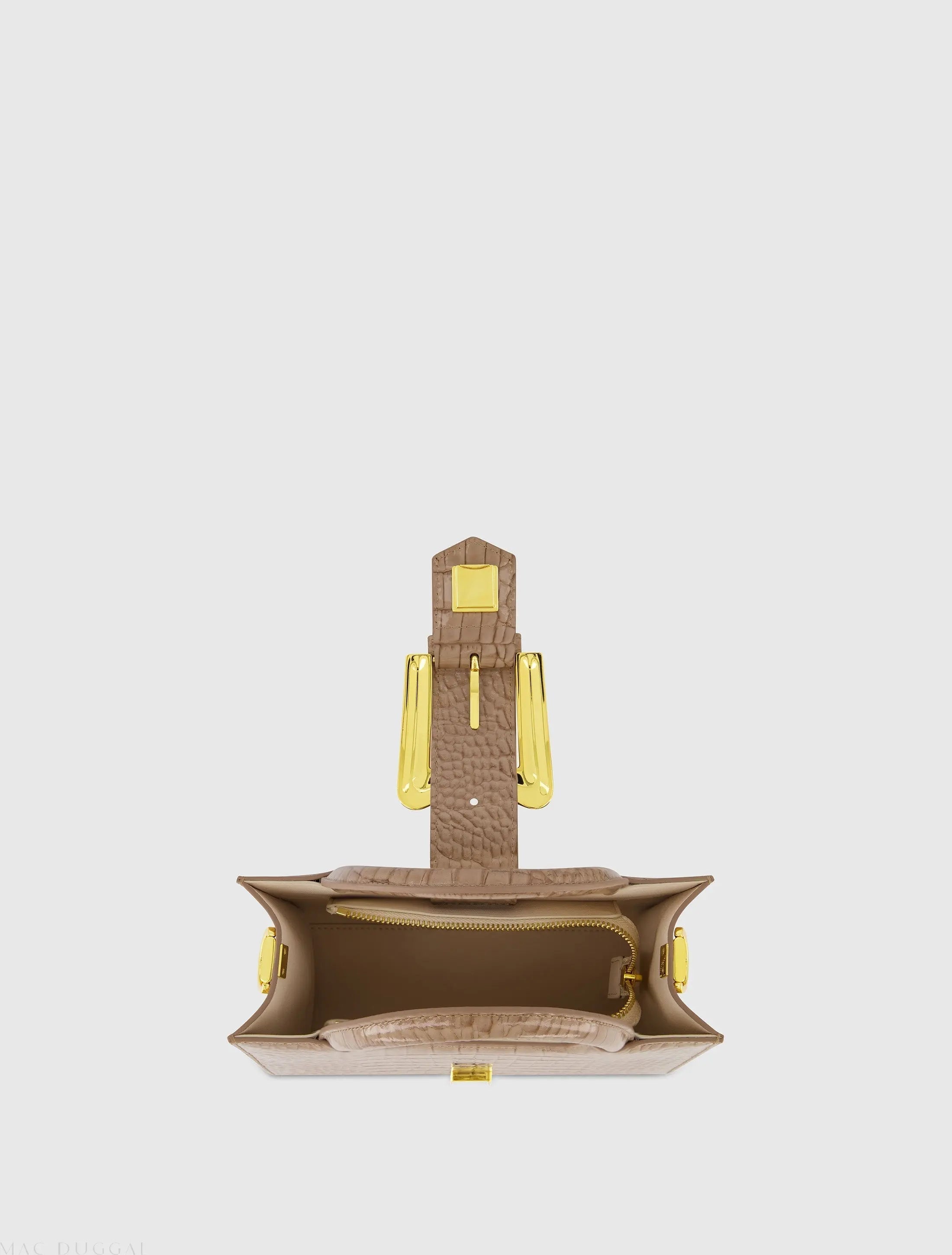 Brown Crocodile Leather Tote Bag With Gold Buckle - FINAL SALE