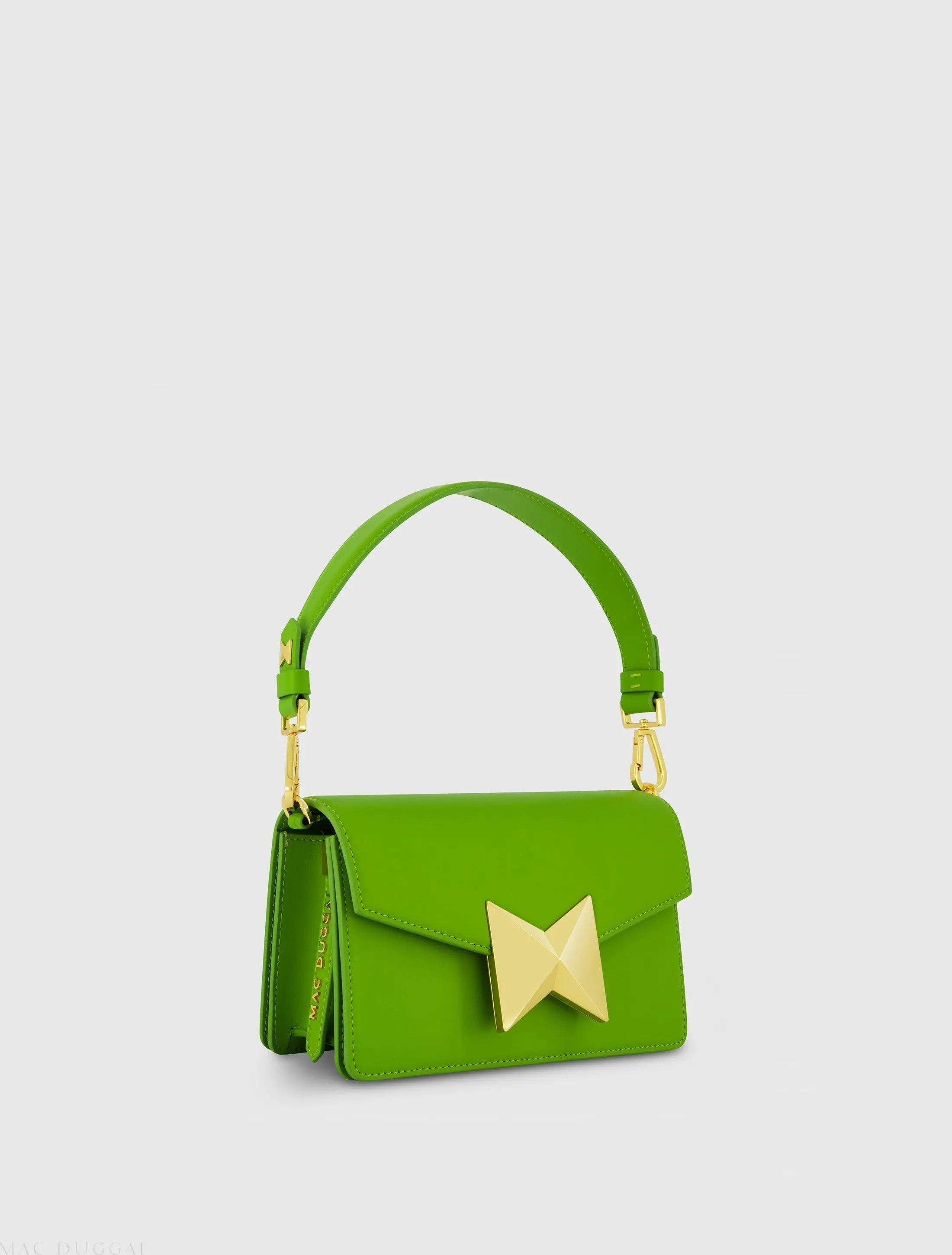 Green Mini Leather Shoulder Bag With Gold Hardware