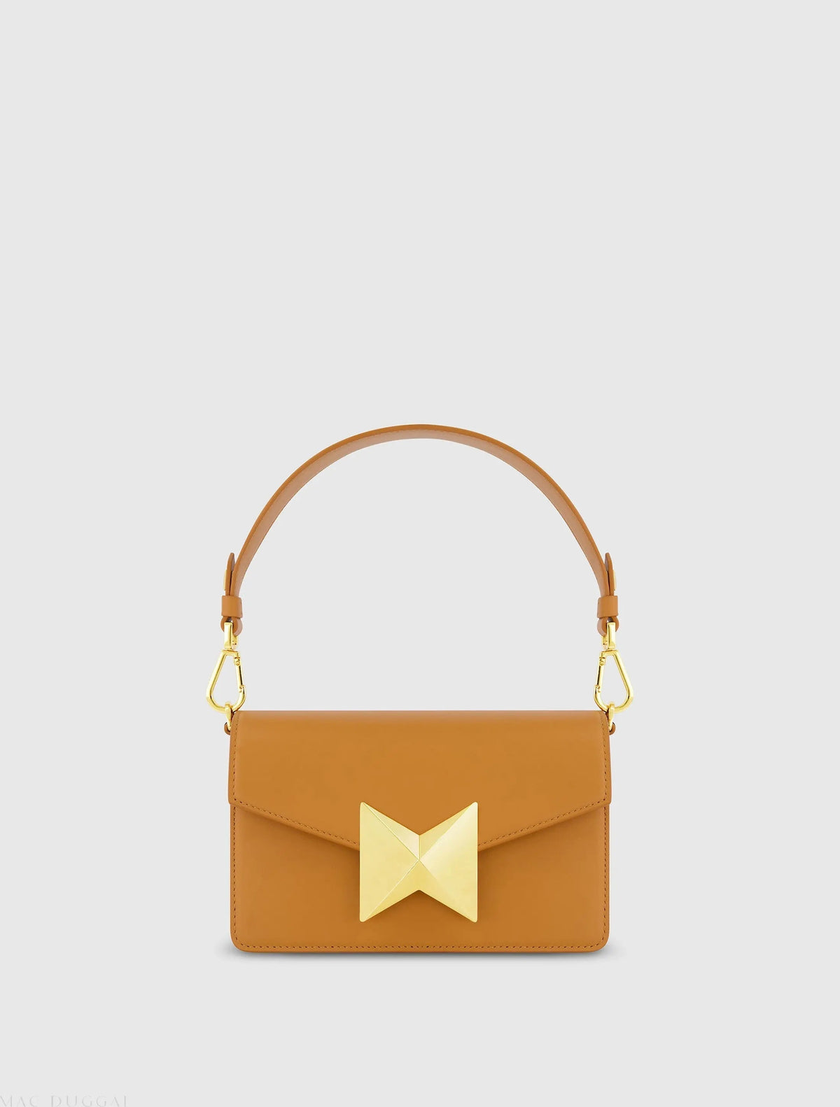Brown Mini Leather Shoulder Handbag With Gold Hardware - FINAL SALE