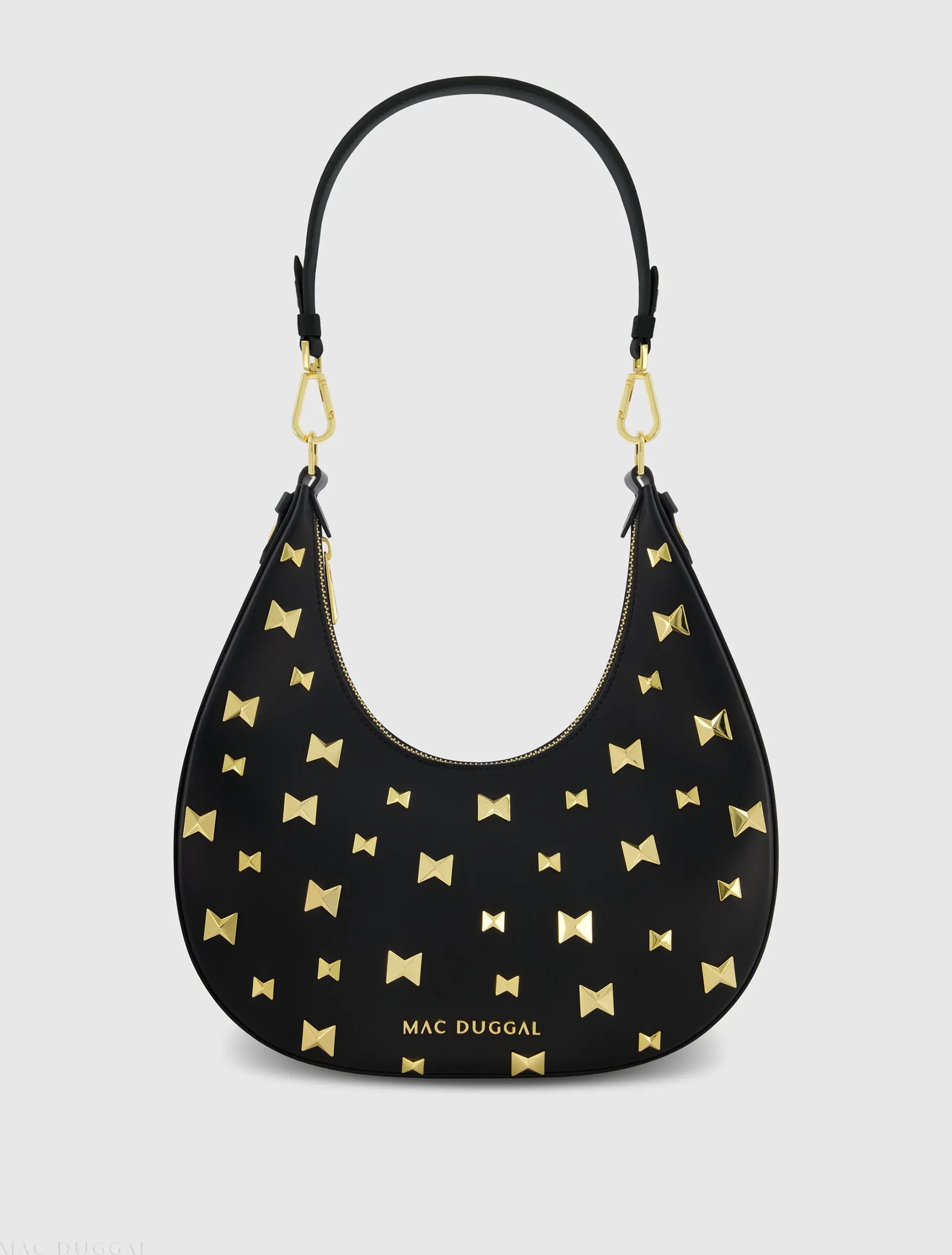 Black Leather Hobo Bag With Gold Hardware - FINAL SALE