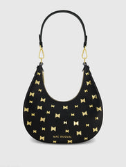 Black Leather Hobo Bag With Gold Hardware - FINAL SALE