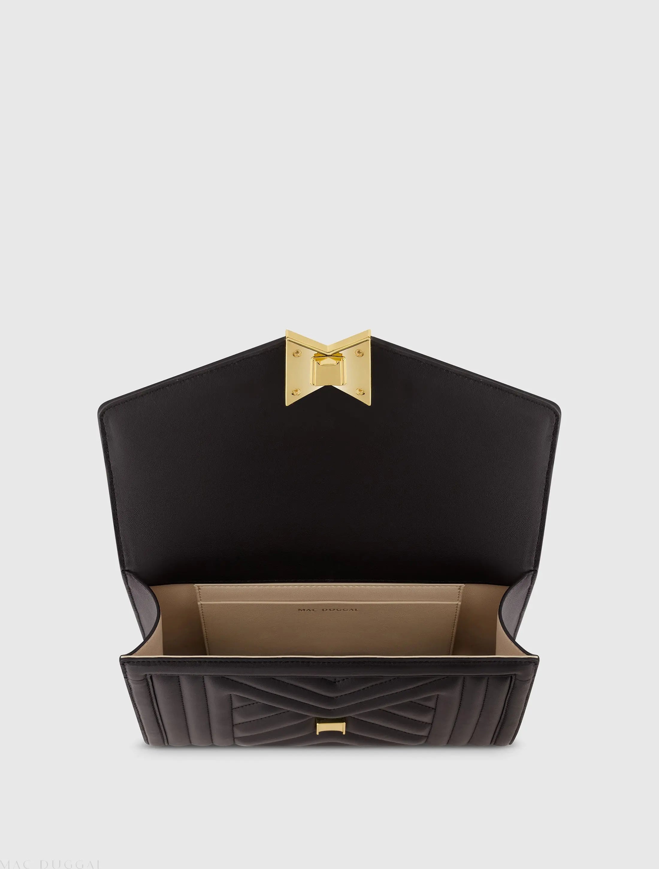 Black Quilted Napa Leather Handbag With Gold Hardware