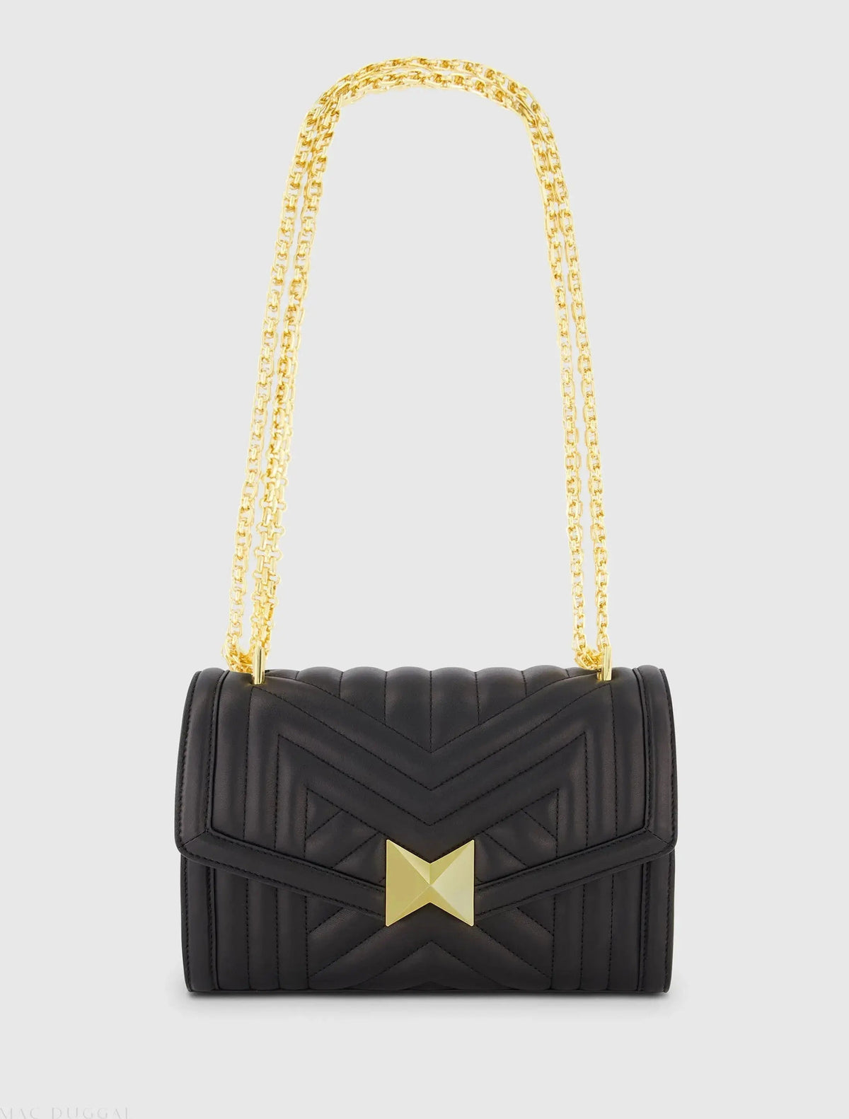 Black Quilted Napa Leather Handbag With Gold Chain - FINAL SALE