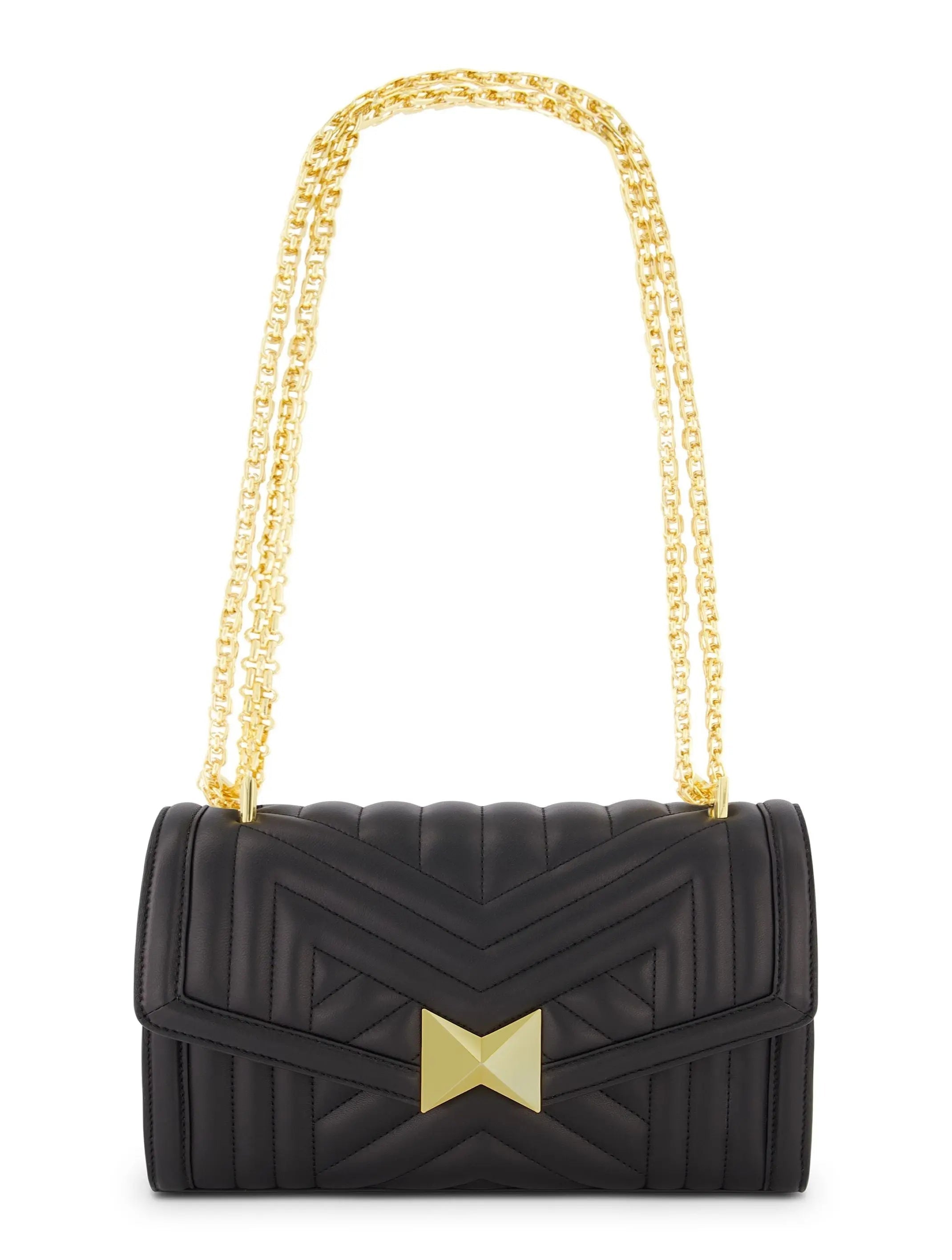 Black Quilted Napa Leather Handbag With Gold Chain - FINAL SALE