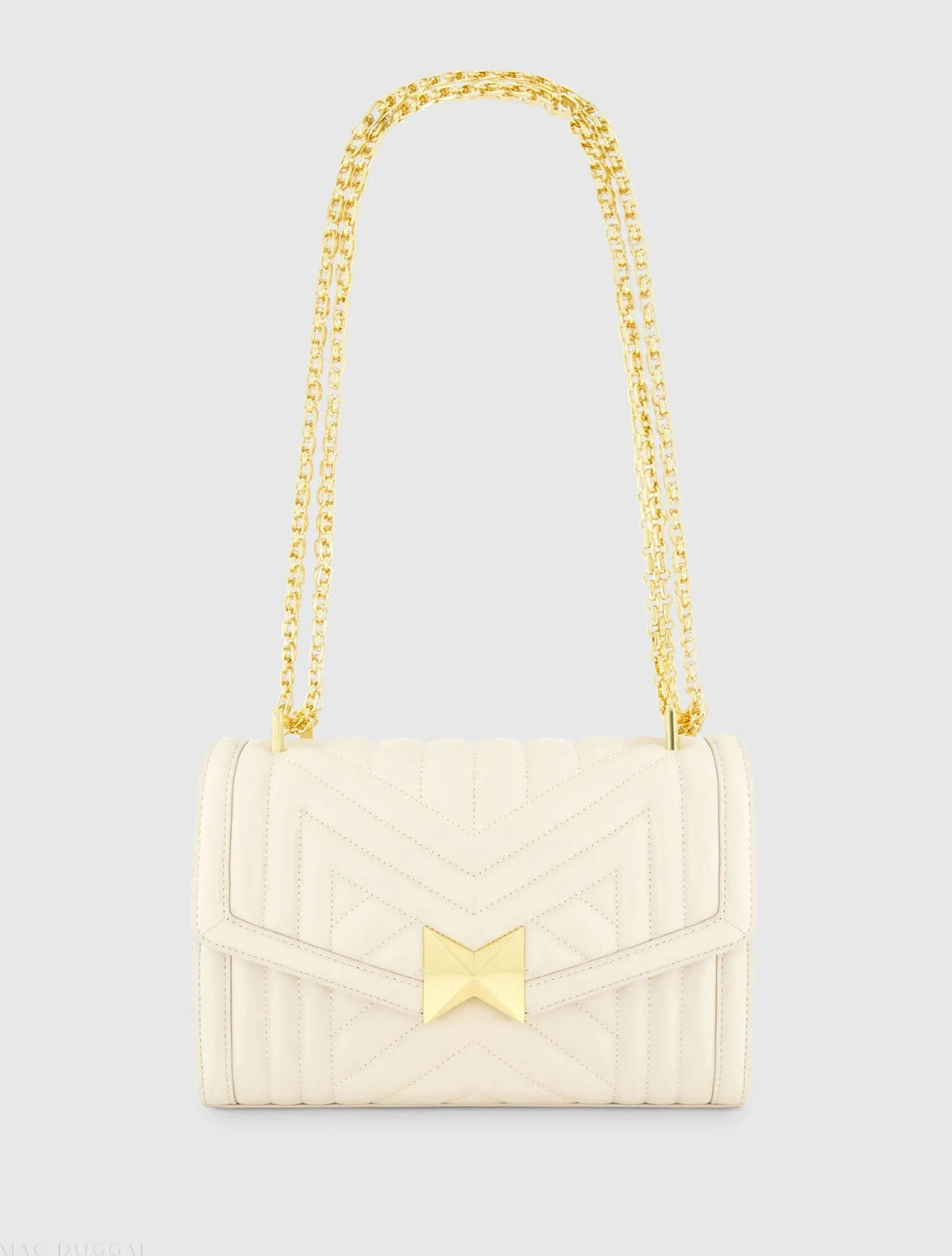 White Quilted Napa Leather Handbag With Gold Chain - FINAL SALE