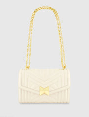 White Quilted Napa Leather Handbag With Gold Chain - FINAL SALE